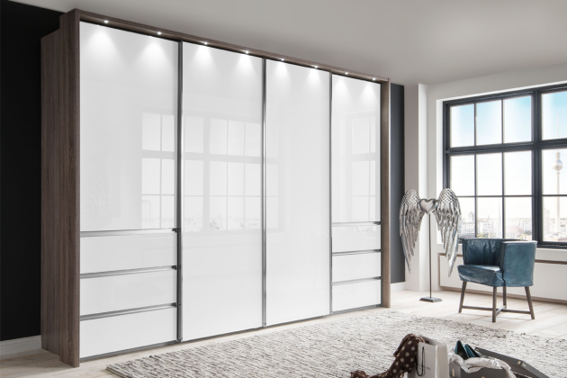 Wiemann_Kledingkast_Malibu_Dichte_Deuren_met_Laden_Witglas