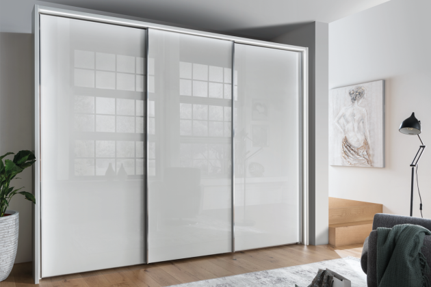 Wiemann_Kledingkast_Monaco_3000_Schuifdeuren_3_Deurs_met_Glas_Wit