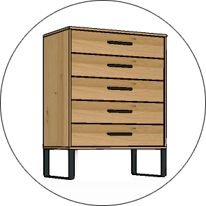 Wiemann Commode Brooklyn 5 Laden 80 Breed op Sleevoet