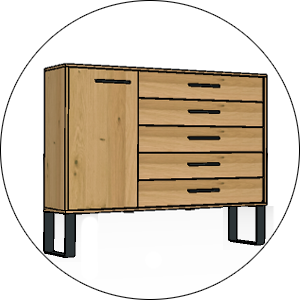 Wiemann Commode Brooklyn Deur 5 Laden 141 Breed Op Sleevoet