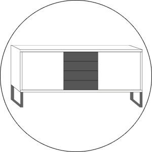 Wiemann Commode Brussel Deur 4 Laden in Afzetkleur Deur Sleevoet