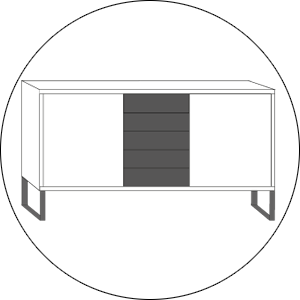 Wiemann Commode Brussel Deur 5 Laden in Afzetkleur Deur Sleevoet