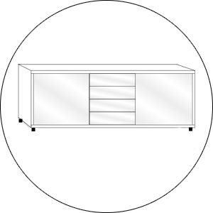 Wiemann Commode Monaco 4000 2 Deuren 4 Laden 141 Breed 70 Hoog.